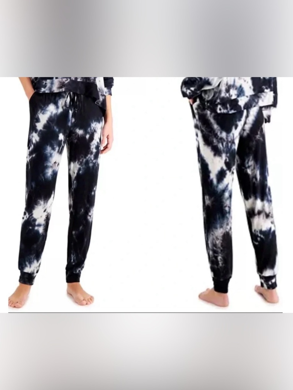 Jenni Black and White Tie-Dye Joggers